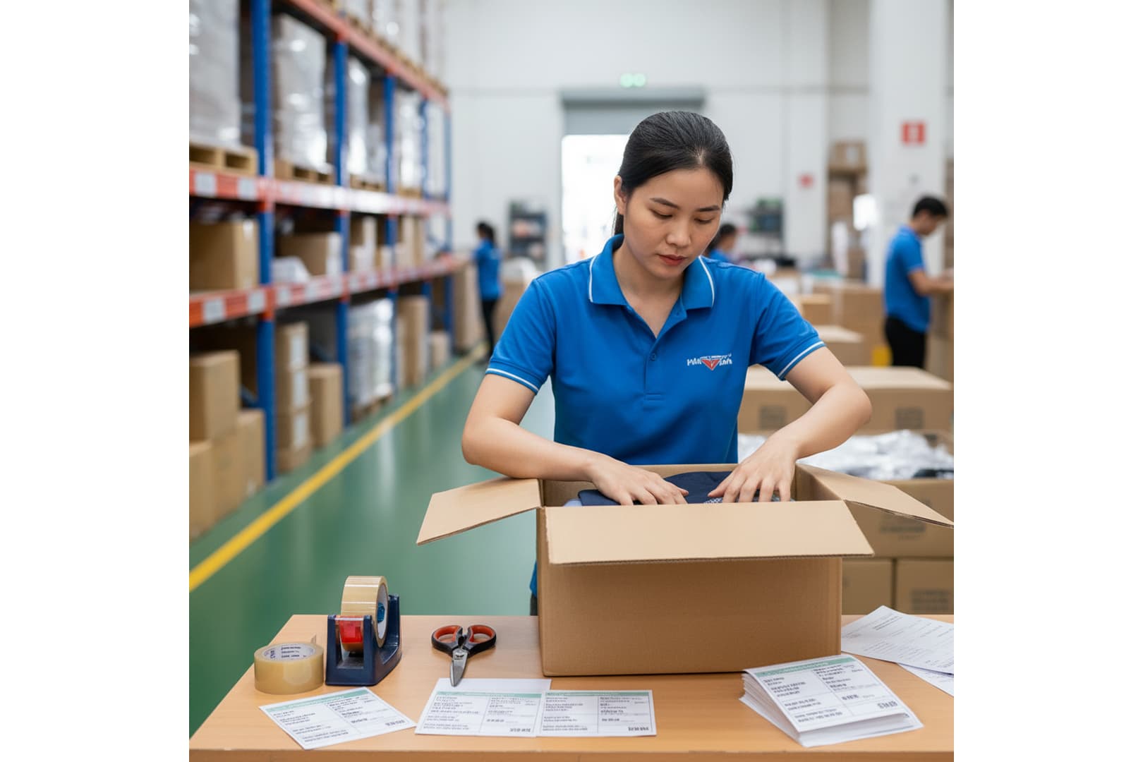 Ảnh: đóng gói hàng hóa cẩn thận bằng hộp carton trước khi chuyển phát nhanh